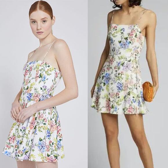 Alice + Olivia Trixie Gardenia Floral Print Lined Mini Dress Multi Color Size:12 - Picture 8 of 8